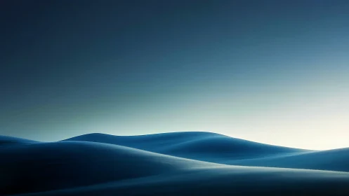 Minimalist photoreal dunes with gradient twilight horizon.