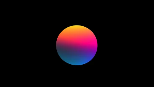 Centered gradient sphere on uniform black digital background.