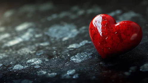 Crimson Heart Rests Solemnly Against Ashen Terrain