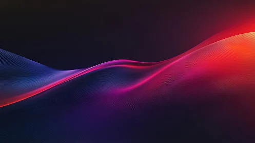 Abstract gradient waves in red, pink, and blue light field.