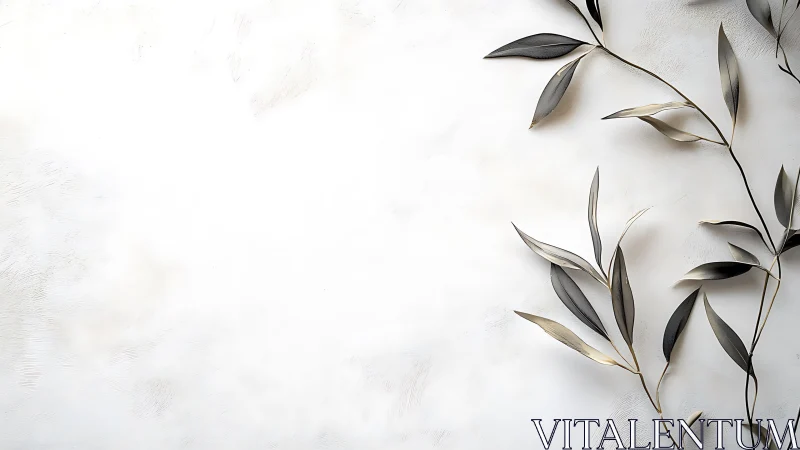 Gentle olive branches rest softly on a bright white backdrop