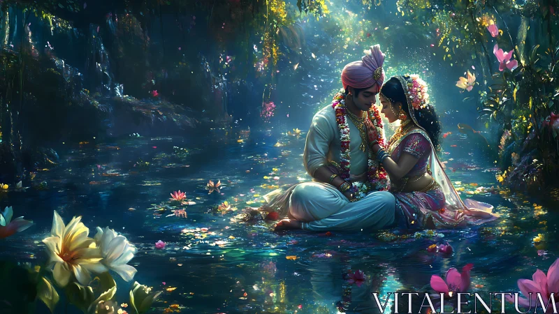 Ethereal Riverside Romance: Luminous Wedding in Enchanted Forest Setting