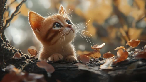 Whisker-Tipped Wonder: Autumn's Most Inquisitive Kitten.