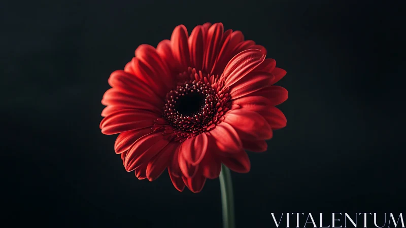 Vibrant Red Gerbera Daisy Blooms Against Dark Background.