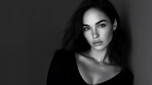 High contrast monochrome portrait with directional key lighting and soft falloff