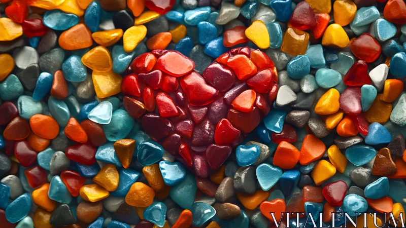 Crimson Hearts Nestled Within Glowing Gem Treasure Scattered Across Darkness