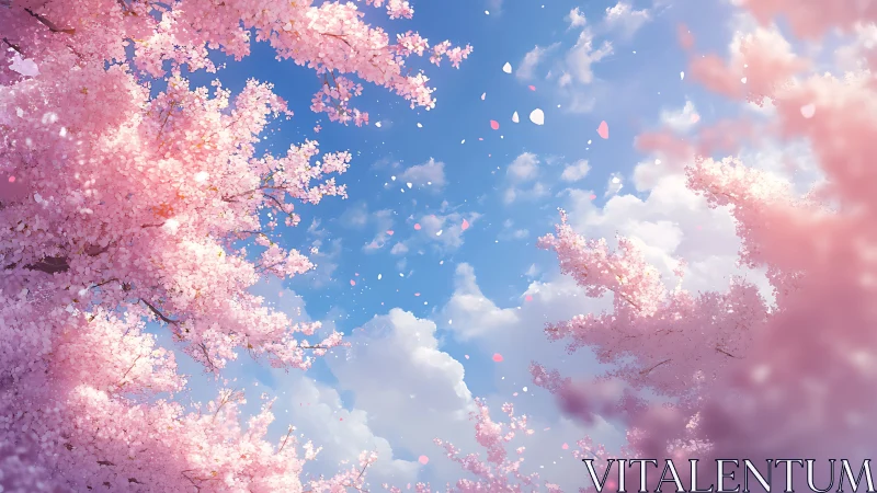 Cherry blossom canopy opens toward bright spring sky