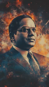 Commanding portrait glows with bold color and quiet power