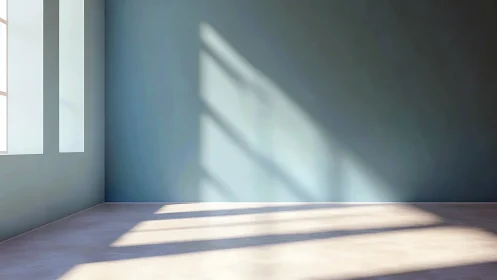 Sunlit interior wall displays elongated window projections