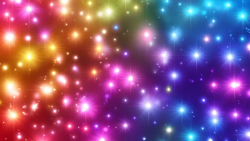 Multicolor starburst lights forming abstract gradient field.