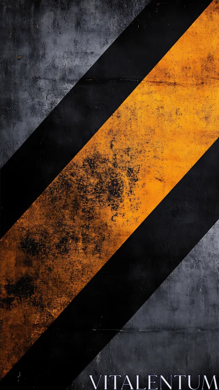 Industrial hazard stripe dreams in rust and charcoal armor.
