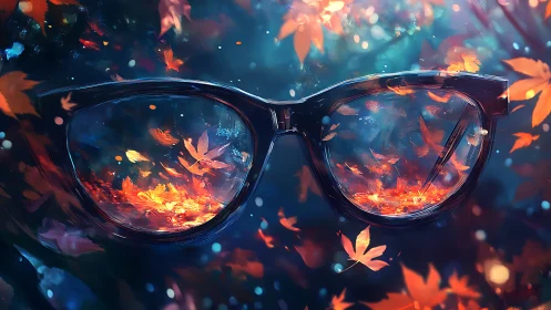 Through autumn-glass lenses, fallen leaves learn to fly again