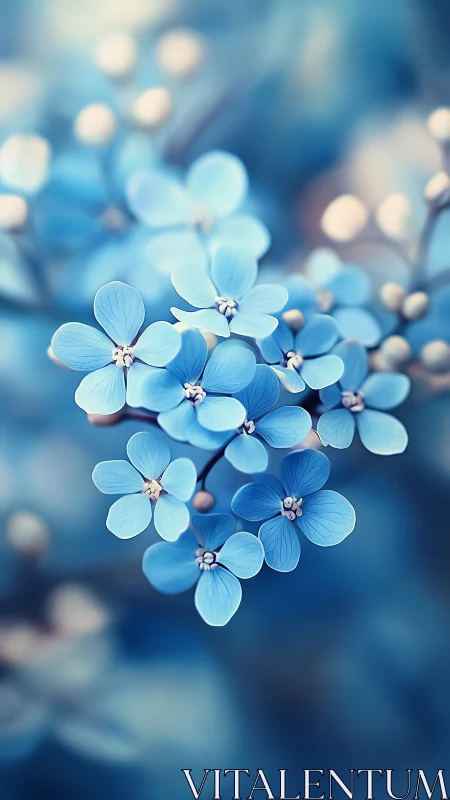 Blue forget-me-not cluster exhibits shallow depth of field technique.