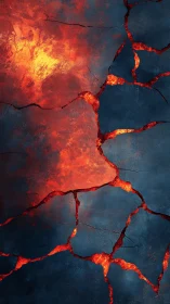 Molten Lava Flow Cracks Through Darkened Volcanic Surface