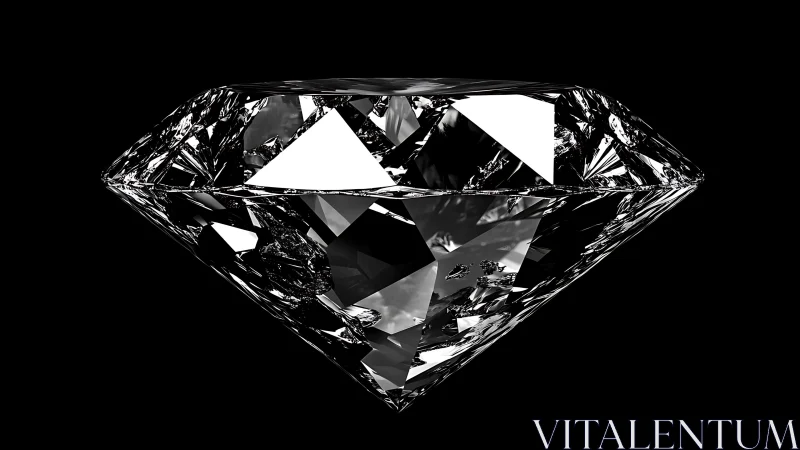 Cut diamond on black background with reflective facets.