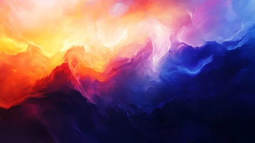 Luminous sunset nebula flows across deep cosmic waves.