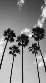 Tall palm trees silhouetted against a clouded sky.