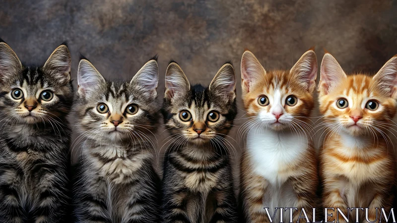 Five Adorable Kittens Gazing With Wonder and Warmth.
