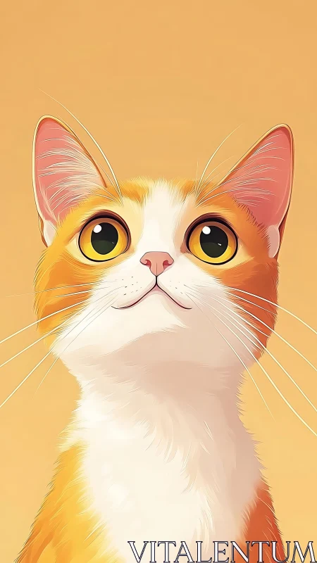 Orange and White Cat with Large Yellow Eyes.