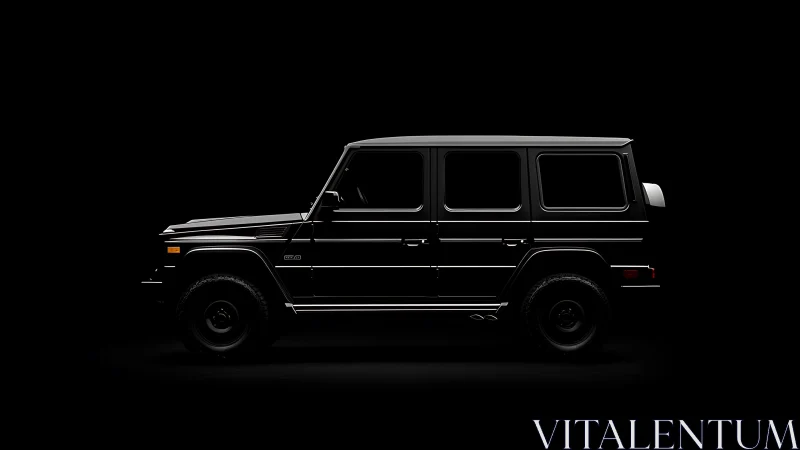 Photorealistic side profile of luxury SUV in low‑key lighting.