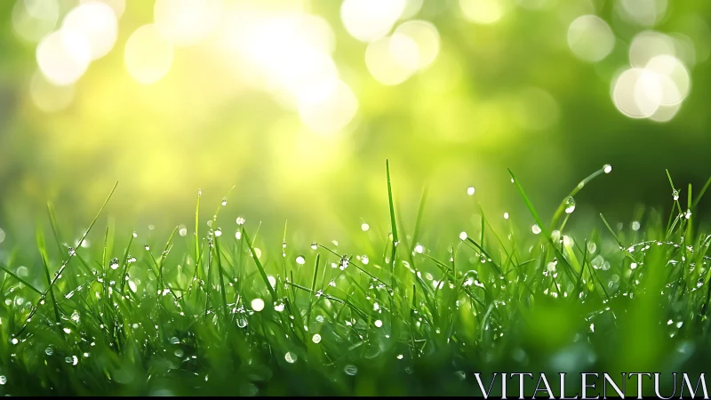 Macro optical study of dewy grass blades under backlit bokeh.