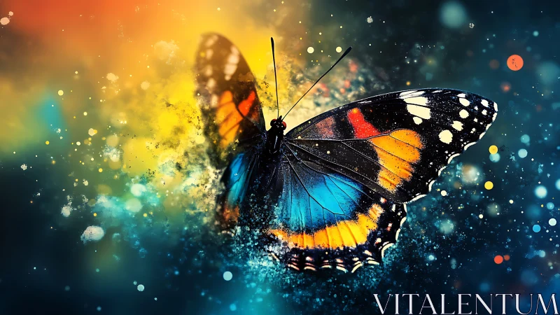 Vibrant butterfly bursts from cosmic splashes of color and light