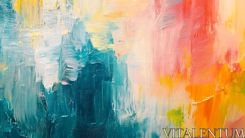 Colorful abstract oil painting with textured brushstrokes.