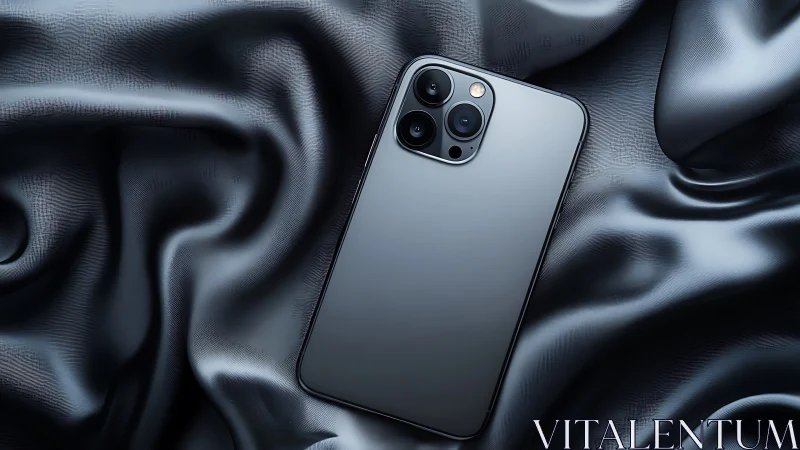 Midnight device commands attention against luxurious textile backdrop