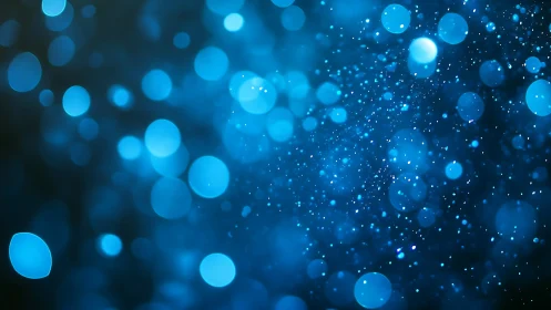 Blue bokeh light orbs form dense, defocused background
