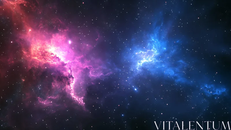 Cosmic pink and blue nebulae drifting through quiet starlight.