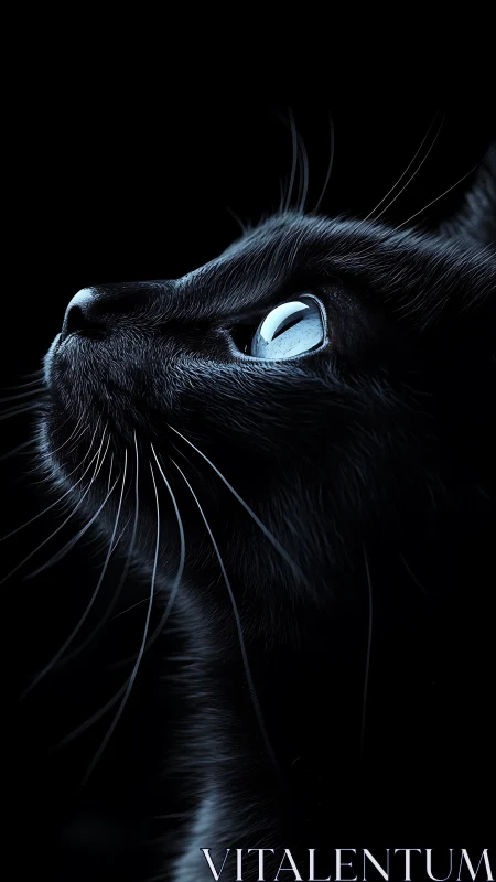 Black Cat's Piercing Gaze in Moonlit Mystery.