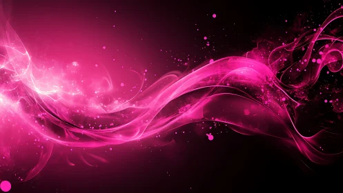 Pink light trails curve across dark background in motion