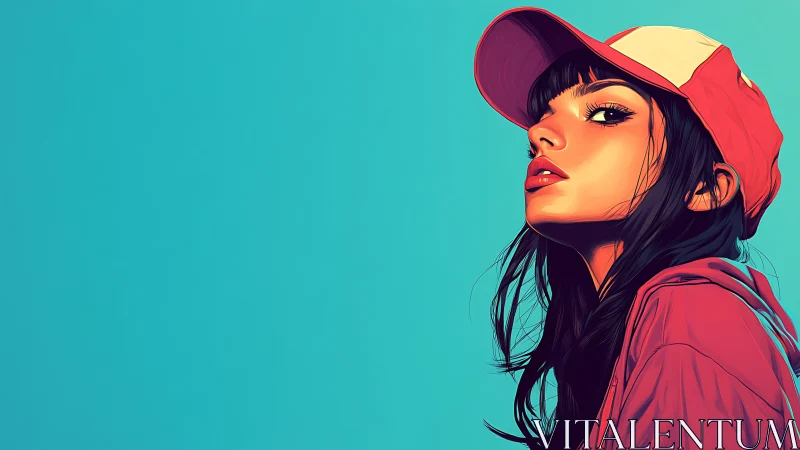 Digital portrait shows confident girl in red cap profile
