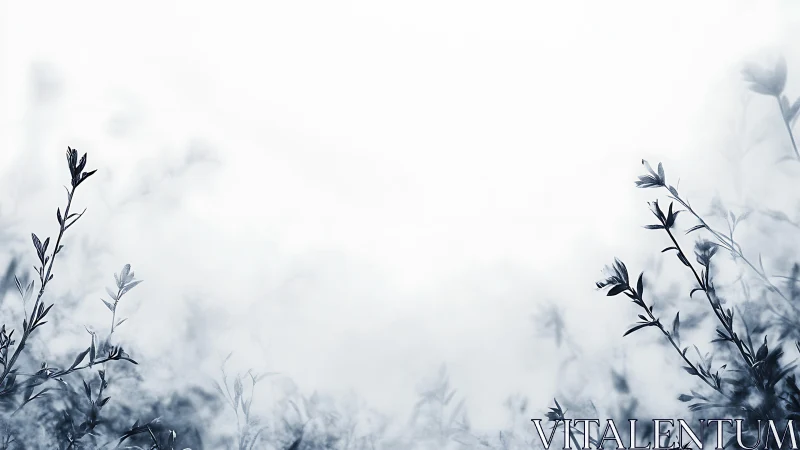 Delicate Wildflowers in Soft Focus Against White Sky