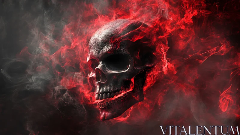 Flaming red skull materializes from swirling infernal smoke