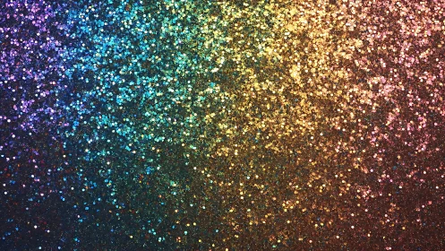 Shimmering rainbow glitter background glows with festive light
