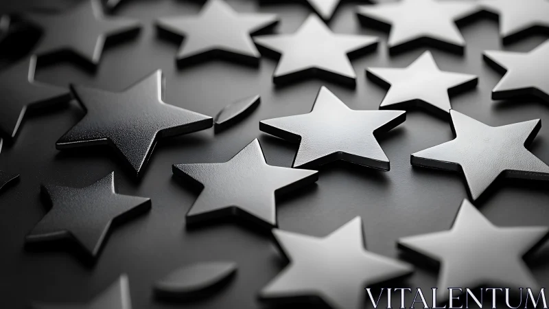 Matte black star shapes cast soft highlights on dark surface