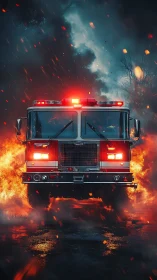 Fire Engine Emerges Through Inferno.