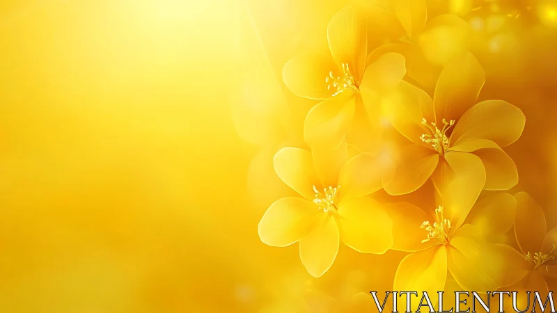 Golden floral abstraction glows with soft luminous petals