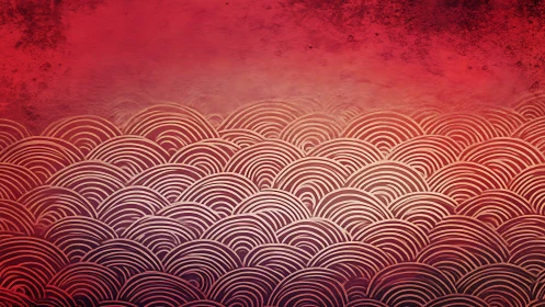 Layered semicircular wave motifs form structured pattern