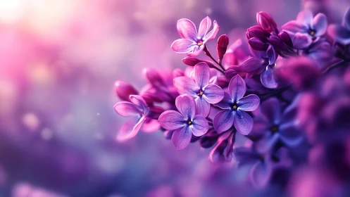 Purple and pink lilac flowers displayed with shallow depth of field