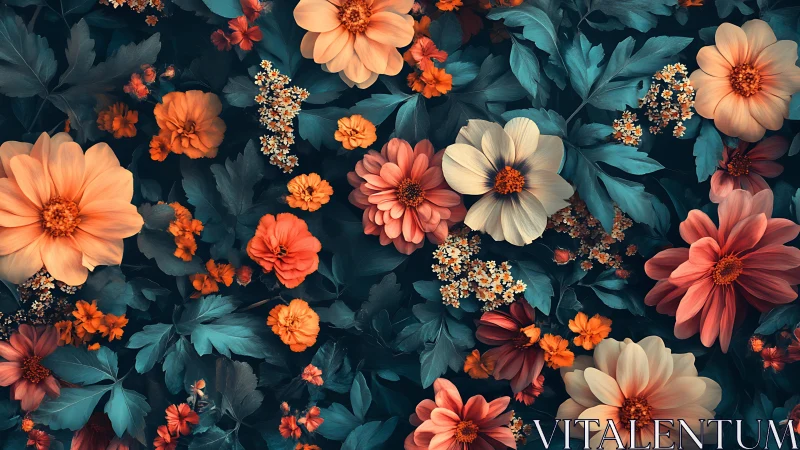 Twilight Garden Magic: Radiant Blooms in Jeweled Tones.