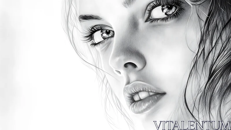 Glistening eyes and parted lips capture quiet, luminous longing