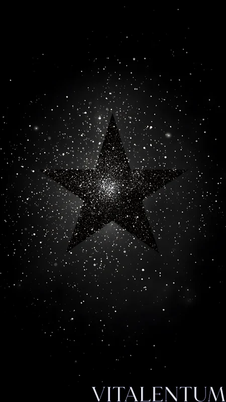 Central five-point star silhouette with dispersed white specks