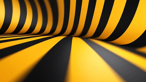 Bold yellow and black stripes in abstract wavy pattern, modern style.
