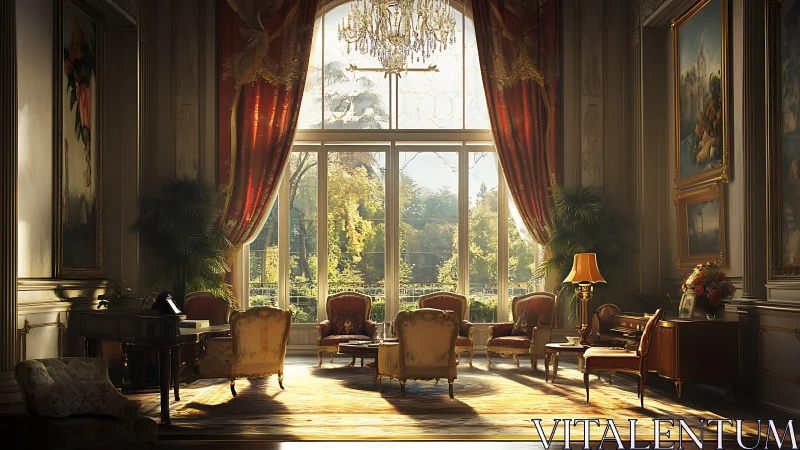 Sunlit grand salon inviting quiet conversations and rest.