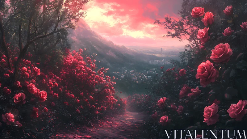 Rose Garden at Sunset: A Valley of Vibrant Beauty.