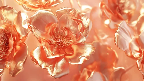 Luminous golden roses glow with ethereal radiance.