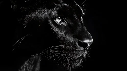 Midnight Gaze: Panther's Luminous Eyes in Shadow.