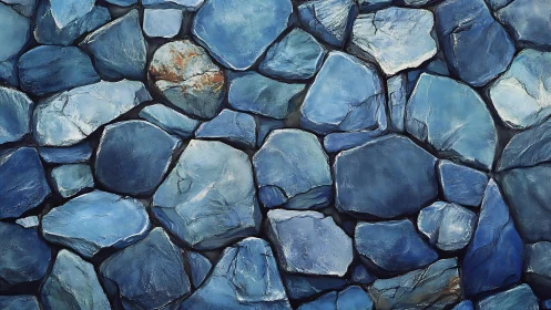 Blue Stone Wall Texture in Artistic Realistic Style.